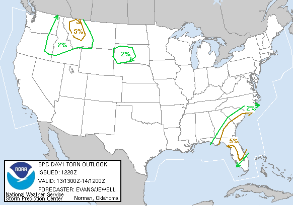 20060613 1300 UTC Day 1 Tornado Probabilities Graphic