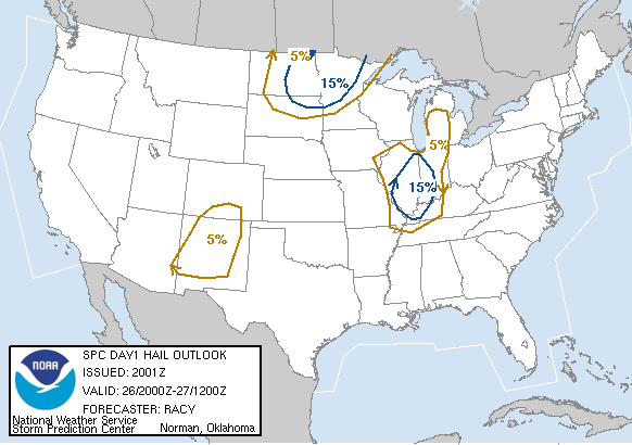 20060626 2000 UTC Day 1 Large Hail Probabilities Graphic