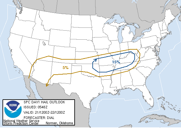 20060721 1200 UTC Day 1 Large Hail Probabilities Graphic