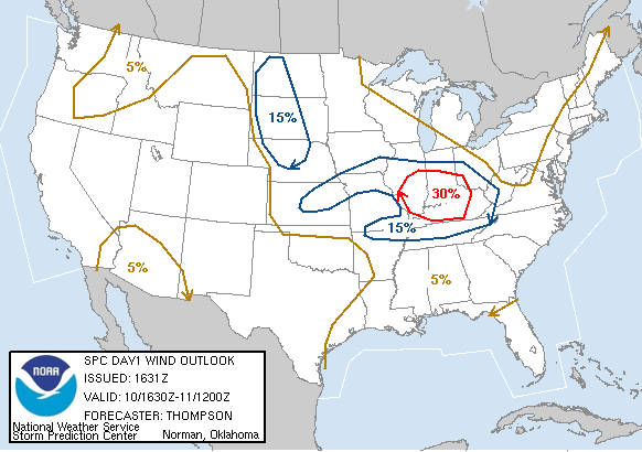 20060810 1630 UTC Day 1 Damaging Wind Probabilities Graphic