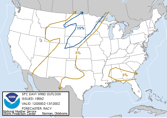 20060812 2000 UTC Day 1 Damaging Wind Probabilities Graphic