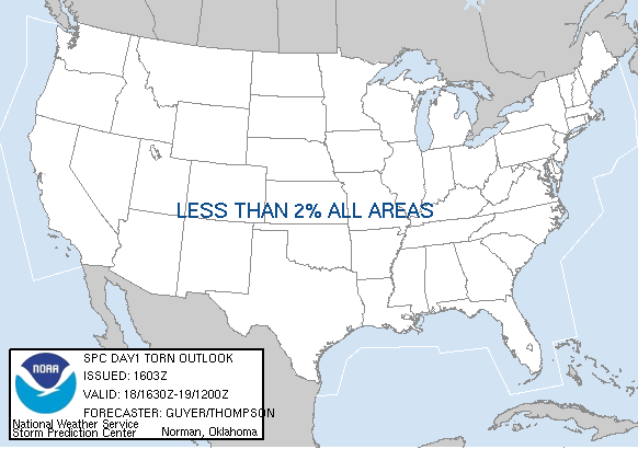20061218 1630 UTC Day 1 Tornado Probabilities Graphic