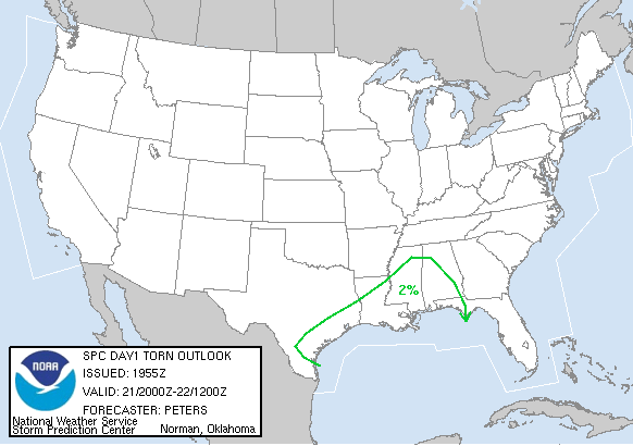 20061221 2000 UTC Day 1 Tornado Probabilities Graphic