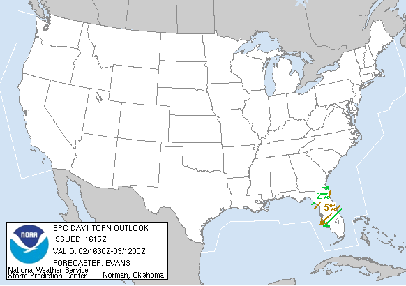 20070302 1630 UTC Day 1 Tornado Probabilities Graphic