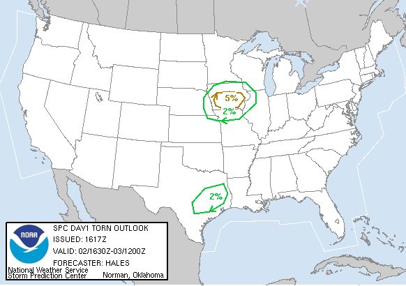 20070402 1630 UTC Day 1 Tornado Probabilities Graphic