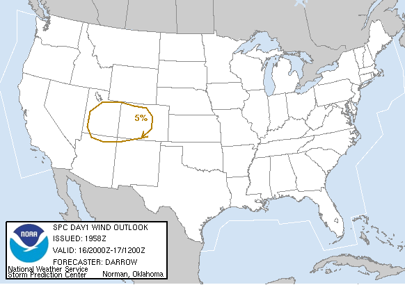 20070416 2000 UTC Day 1 Damaging Wind Probabilities Graphic