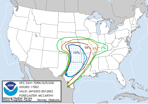 20070424 1630 UTC Day 1 Tornado Probabilities Graphic