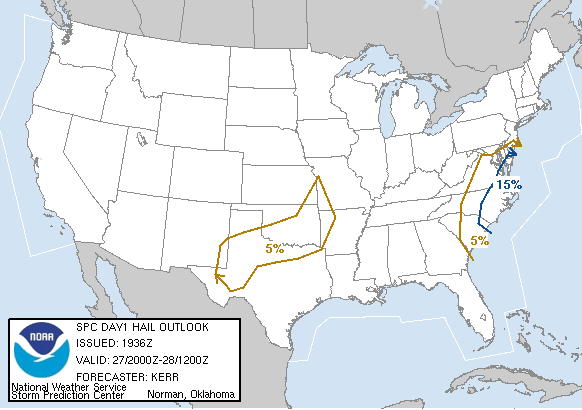 20070427 2000 UTC Day 1 Large Hail Probabilities Graphic