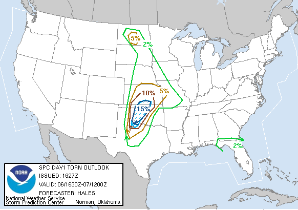 20070506 1630 UTC Day 1 Tornado Probabilities Graphic