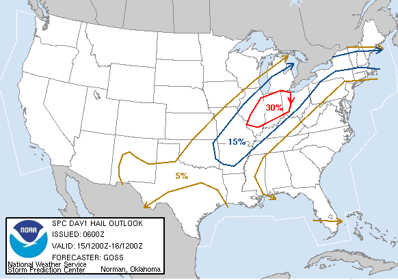 20070515 1200 UTC Day 1 Large Hail Probabilities Graphic