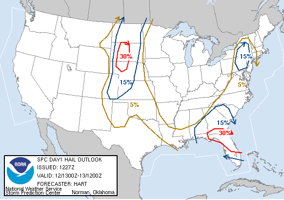 20070612 1300 UTC Day 1 Large Hail Probabilities Graphic