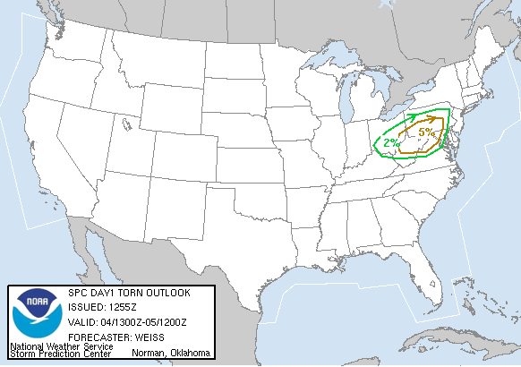 20070704 1300 UTC Day 1 Tornado Probabilities Graphic