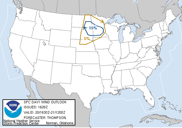 20070920 1630 UTC Day 1 Damaging Wind Probabilities Graphic