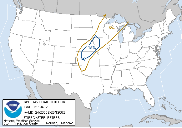 20070924 2000 UTC Day 1 Large Hail Probabilities Graphic