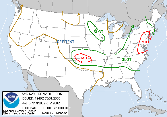 1300Z Convective Outlook for 20080531