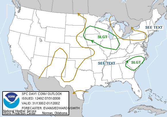 20080731 1300 UTC Day 1 Outlook Graphic