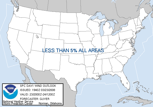 20080323 2000 UTC Day 1 Damaging Wind Probabilities Graphic