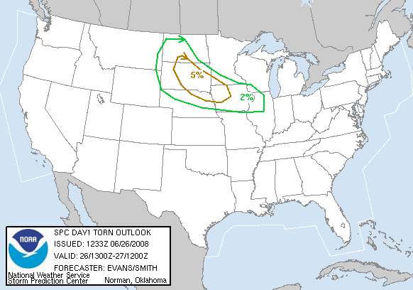 20080626 1300 UTC Day 1 Tornado Probabilities Graphic