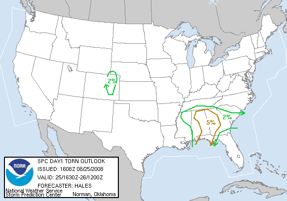 20080825 1630 UTC Day 1 Tornado Probabilities Graphic