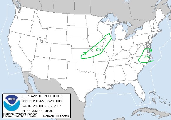 20080828 2000 UTC Day 1 Tornado Probabilities Graphic