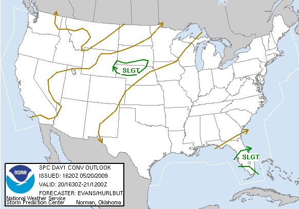 Categorical Day 1 Convective Outlook Issued 1630Z on May 20, 2009