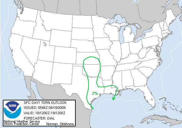 20090418 1200 UTC Day 1 Tornado Probabilities Graphic