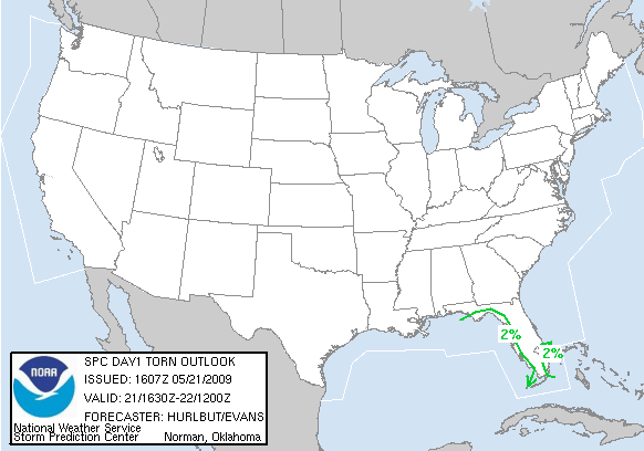 Day 1 Tornado Probabilities Issued 1630Z on May 21, 2009