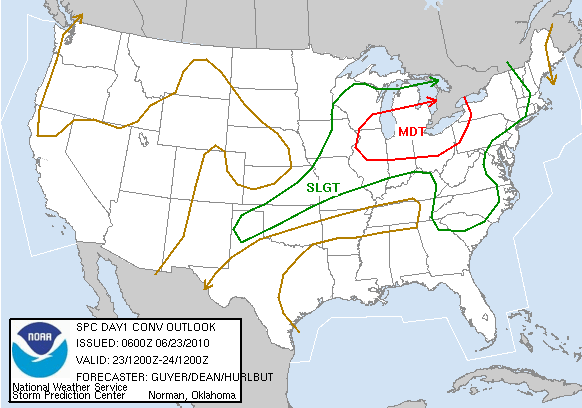 SPC 01:00UTC day 1 forecast for Wed June 2010