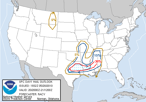 20100520 2000 UTC Day 1 Large Hail Probabilities Graphic