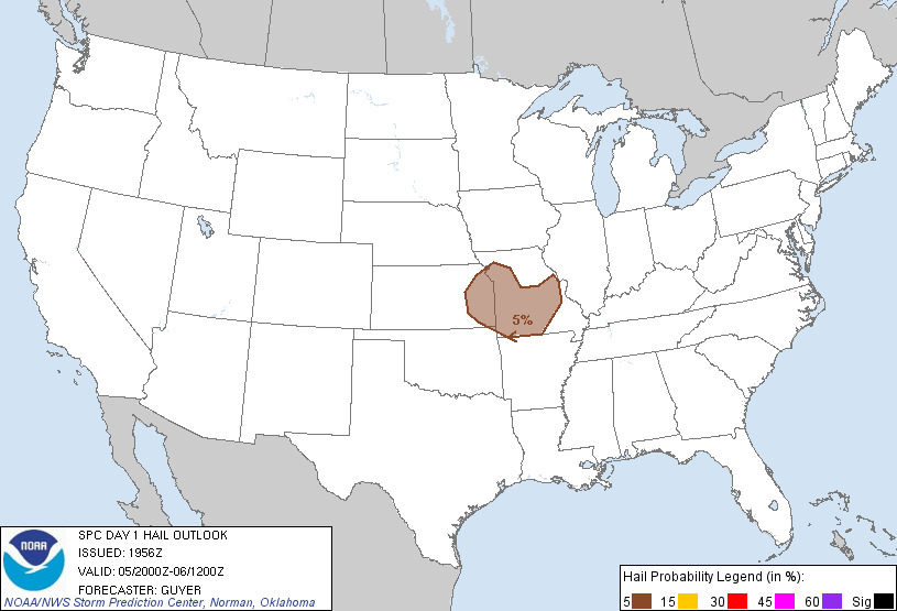 20110505 2000 UTC Day 1 Large Hail Probabilities Graphic