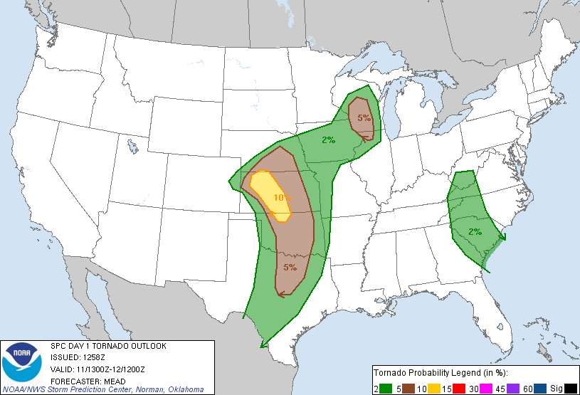 20110511 1300 UTC Day 1 Tornado Probabilities Graphic