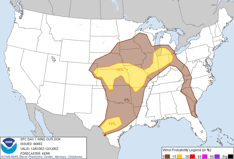 20110512 0100 UTC Day 1 Damaging Wind Probabilities Graphic