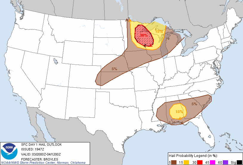 20110603 2000 UTC Day 1 Large Hail Probabilities Graphic