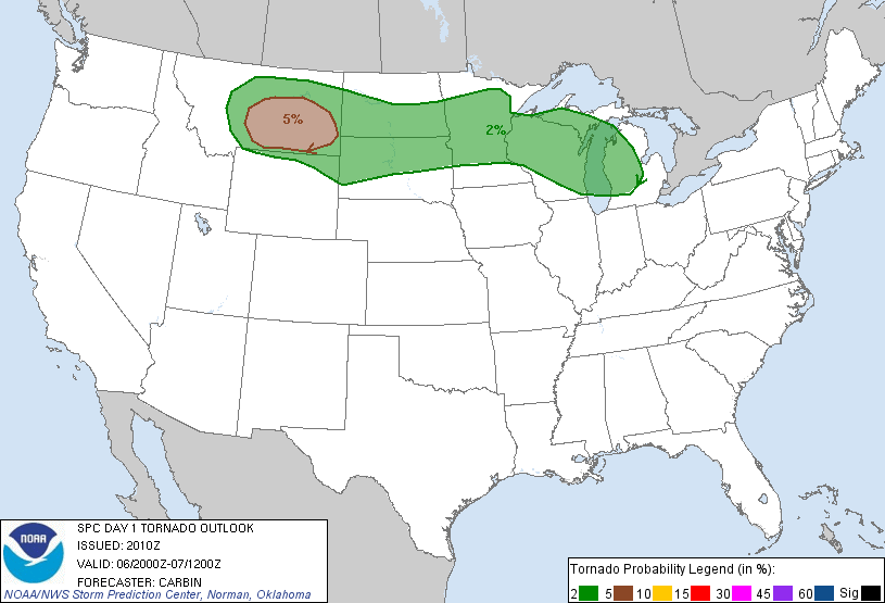 20110606 2000 UTC Day 1 Tornado Probabilities Graphic