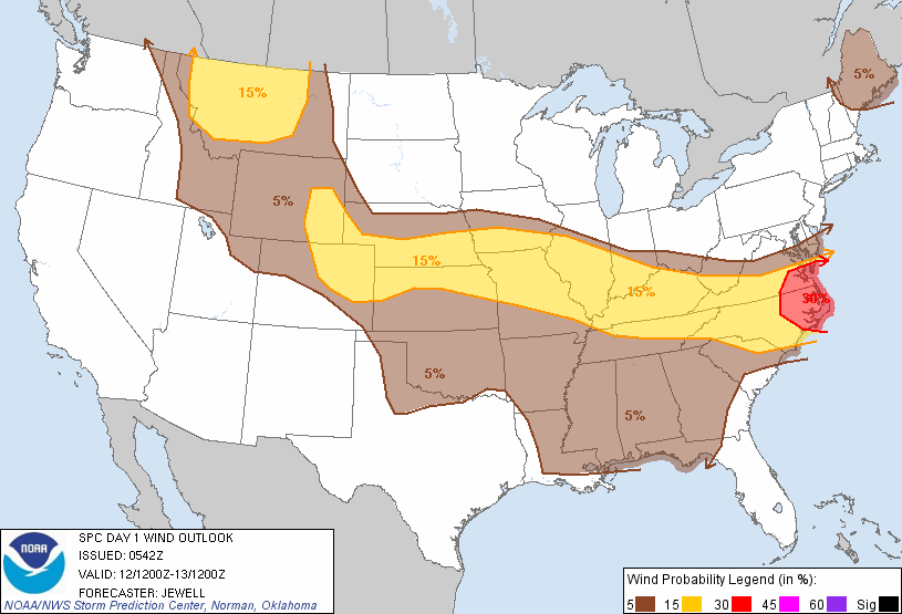 20110712 1200 UTC Day 1 Damaging Wind Probabilities Graphic