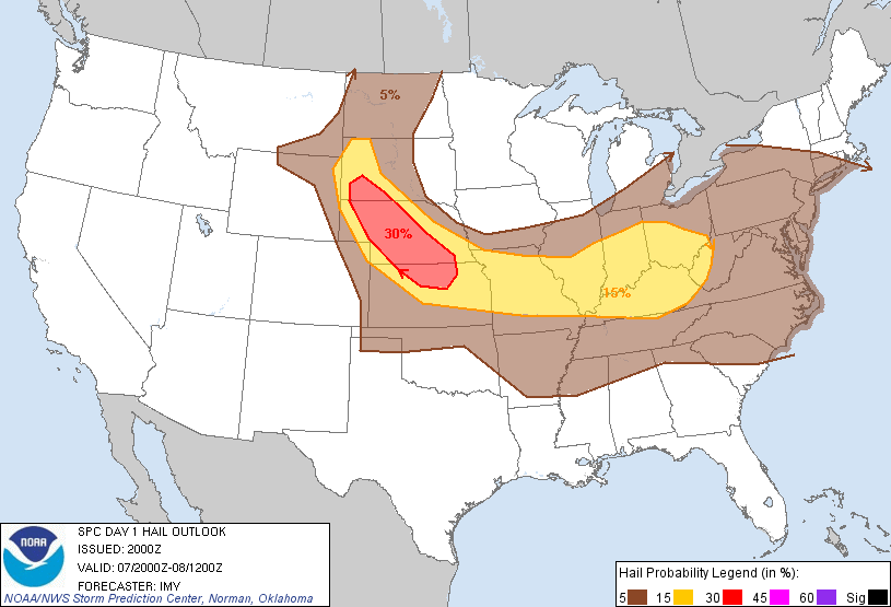 20110807 2000 UTC Day 1 Large Hail Probabilities Graphic