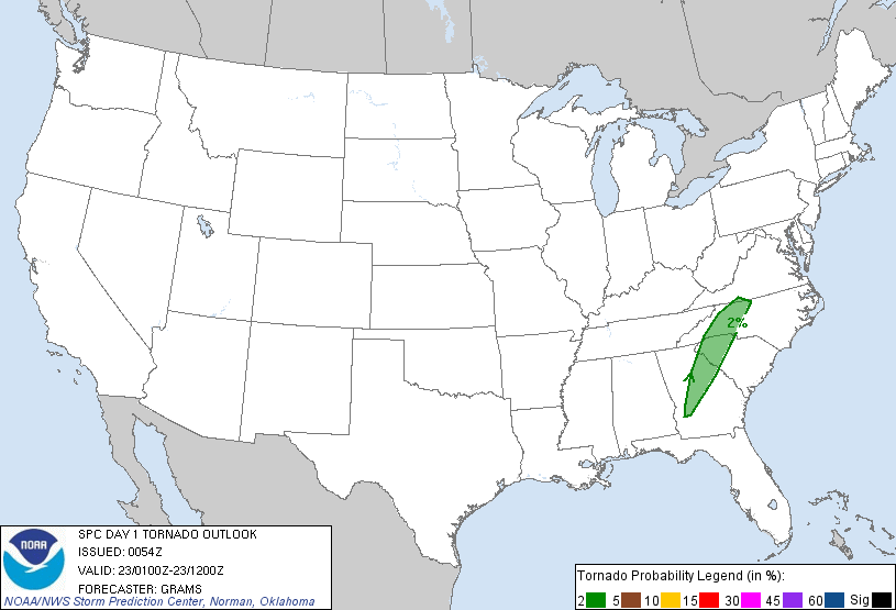 20111223 0100 UTC Day 1 Tornado Probabilities Graphic