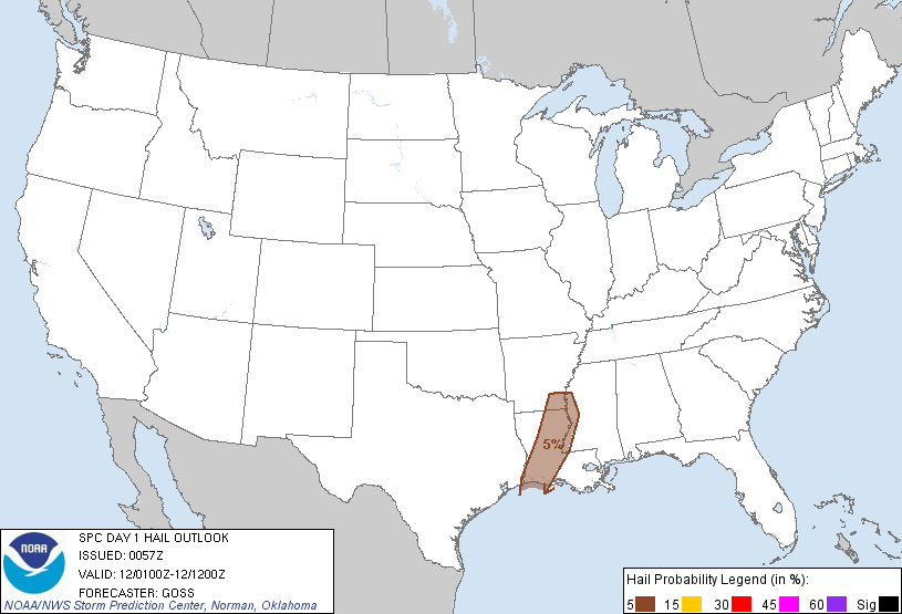 20120312 0100 UTC Day 1 Large Hail Probabilities Graphic