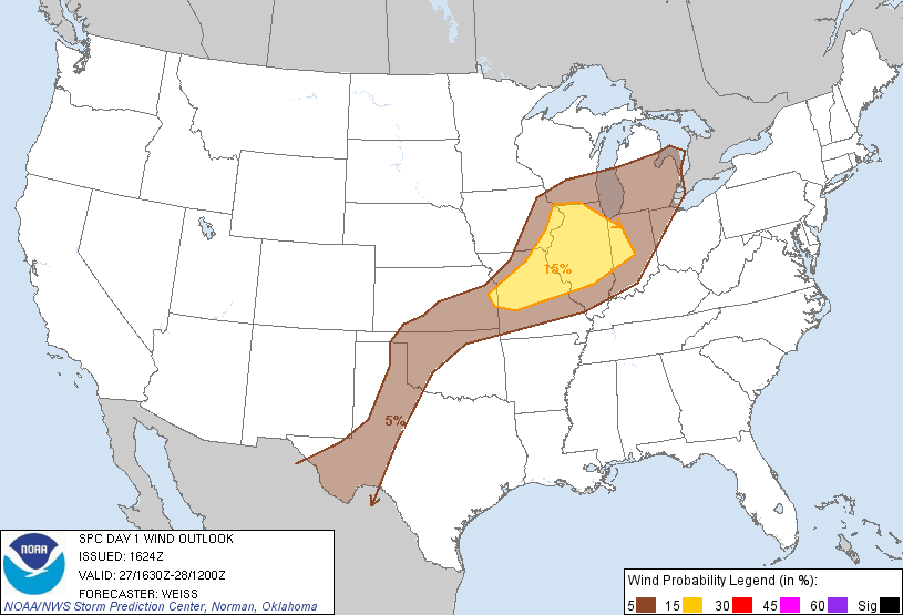 20120327 1630 UTC Day 1 Damaging Wind Probabilities Graphic