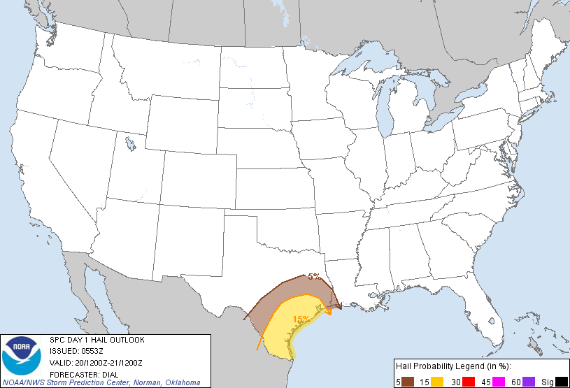 20120420 1200 UTC Day 1 Large Hail Probabilities Graphic