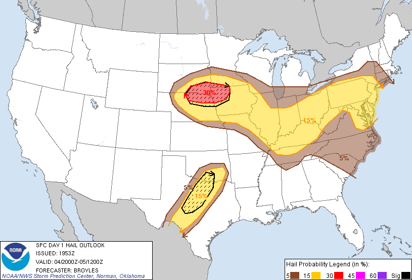 20120504 2000 UTC Day 1 Large Hail Probabilities Graphic