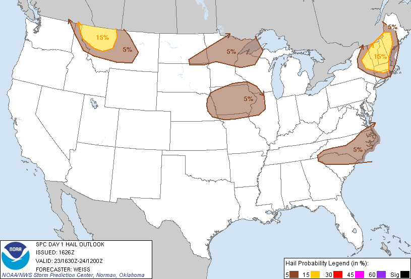 20120623 1630 UTC Day 1 Large Hail Probabilities Graphic