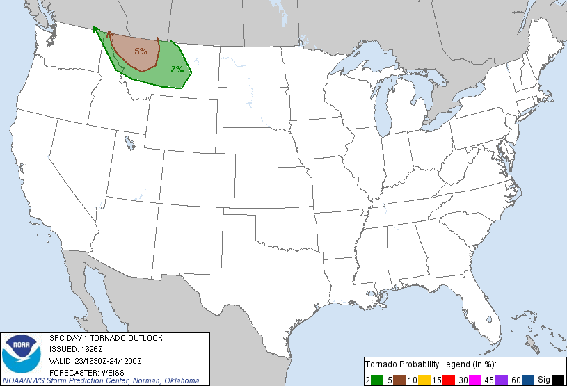 20120623 1630 UTC Day 1 Tornado Probabilities Graphic