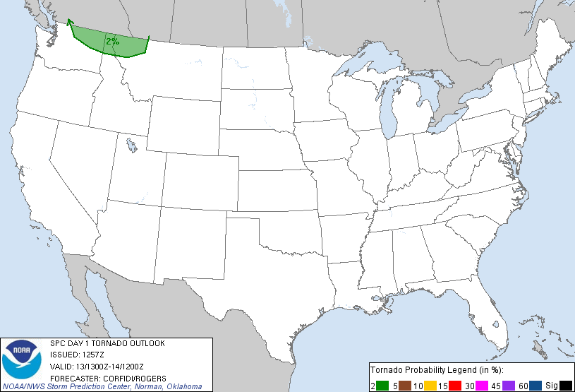20120713 1300 UTC Day 1 Tornado Probabilities Graphic