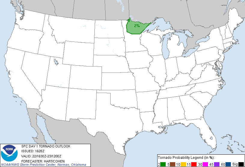 20120722 1630 UTC Day 1 Tornado Probabilities Graphic