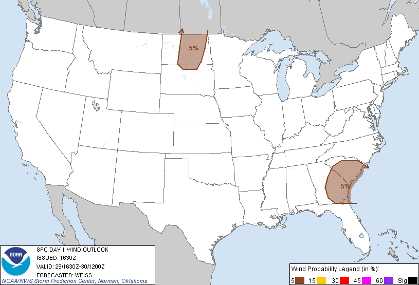 20120829 1630 UTC Day 1 Damaging Wind Probabilities Graphic