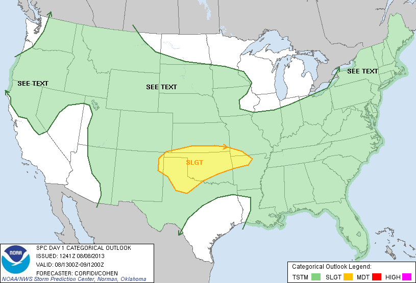 20130808 1300 UTC Day 1 Outlook Graphic