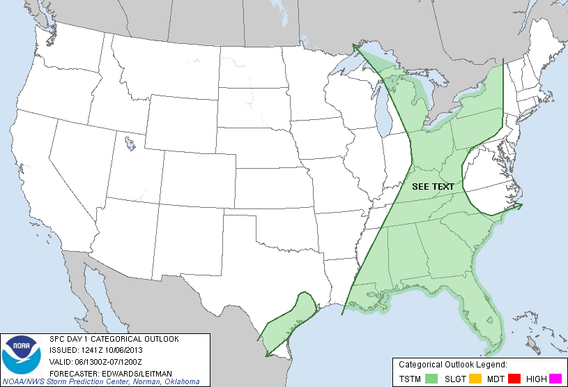 20131006 1300 UTC Day 1 Outlook Graphic