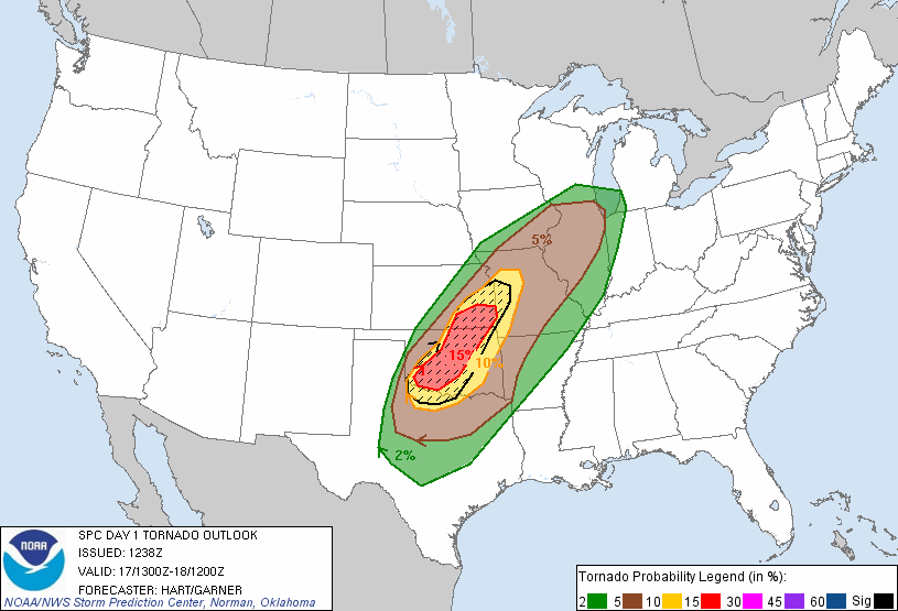 20130417 1300 UTC Day 1 Tornado Probabilities Graphic