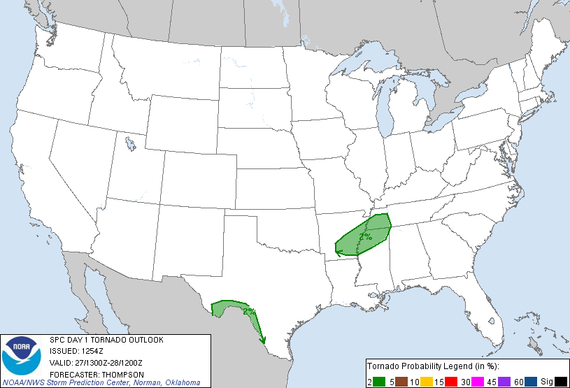 20130427 1300 UTC Day 1 Tornado Probabilities Graphic